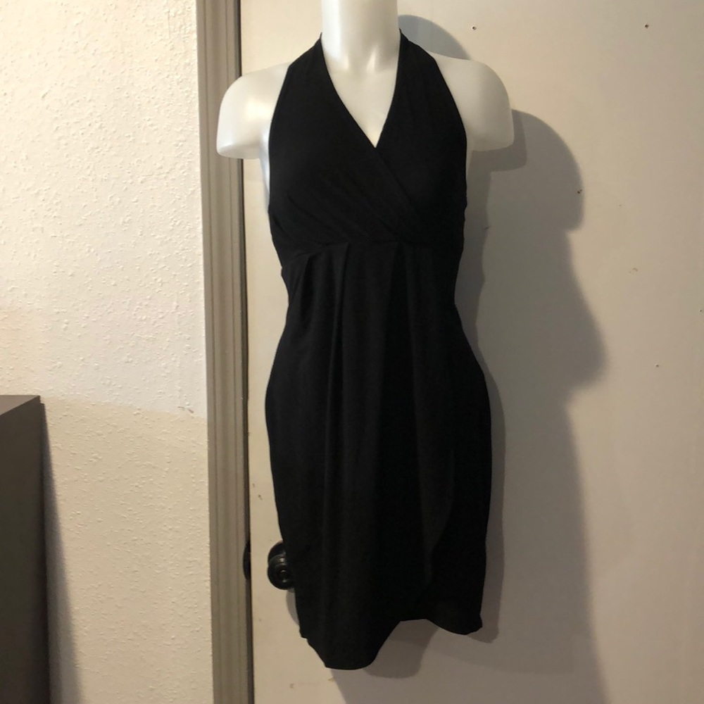 Dots black backless zipper dress
